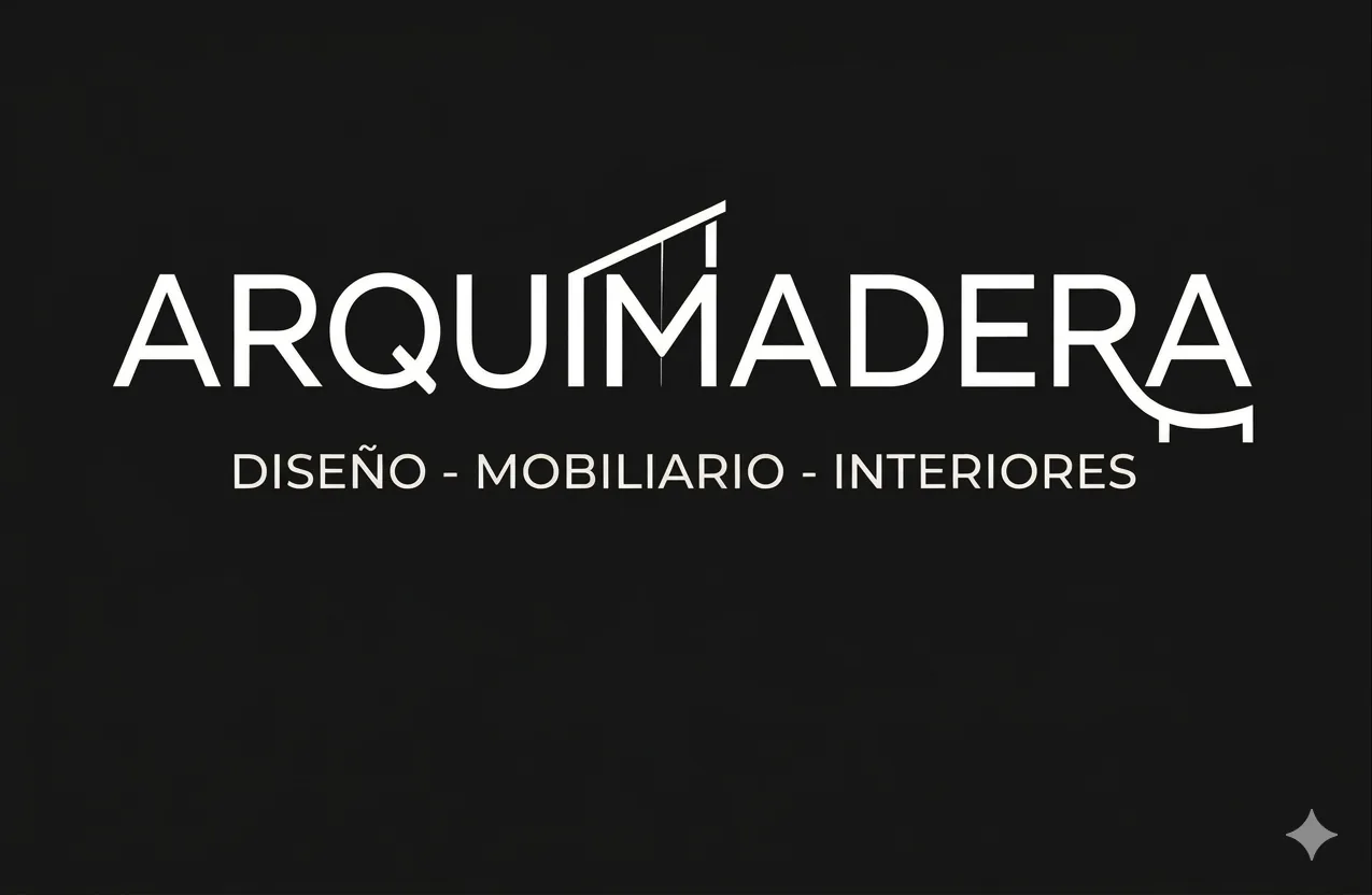 Logotipo de Arquimadera en blanco sobre fondo carbón